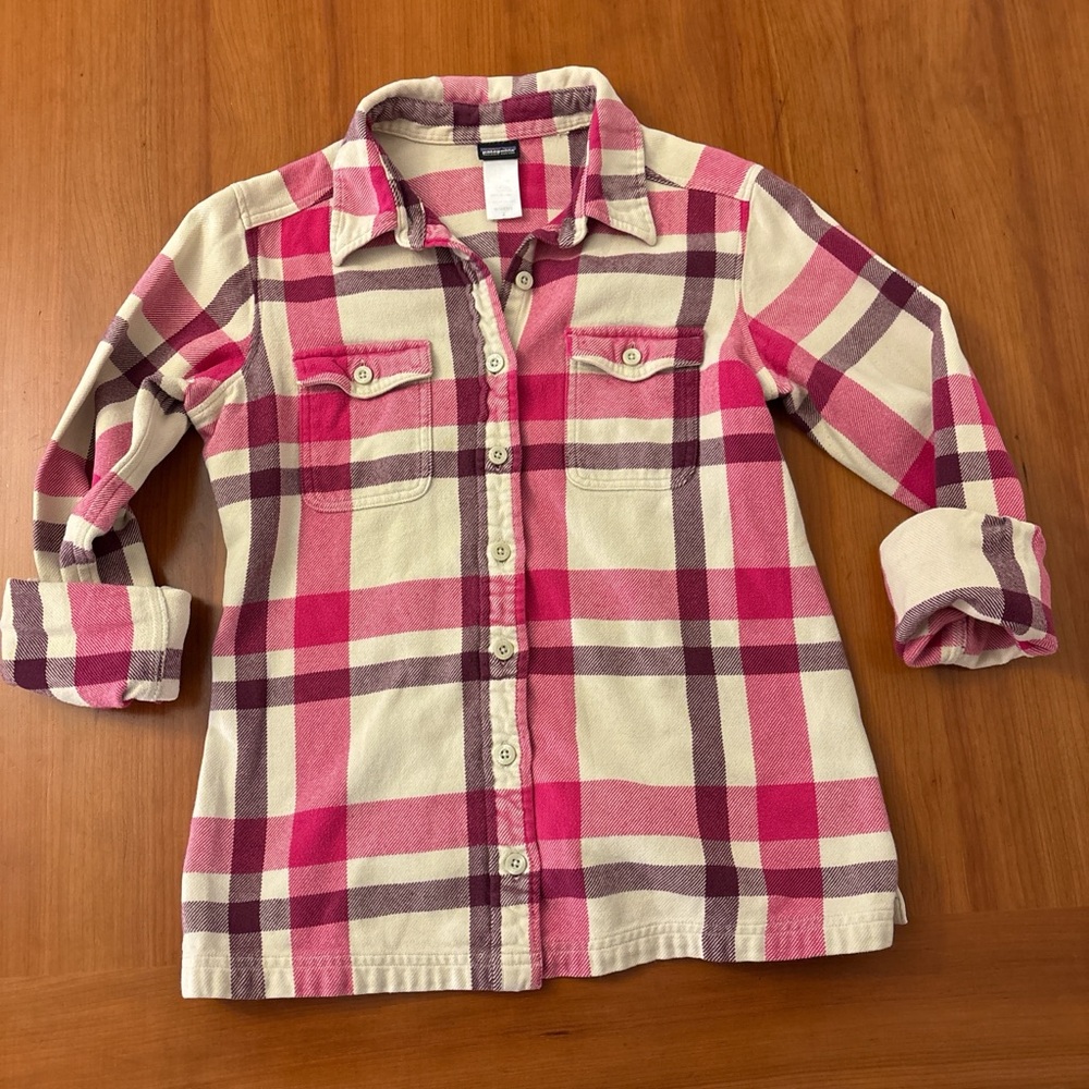 Patagonia Pink and Cream Flannel Shirt